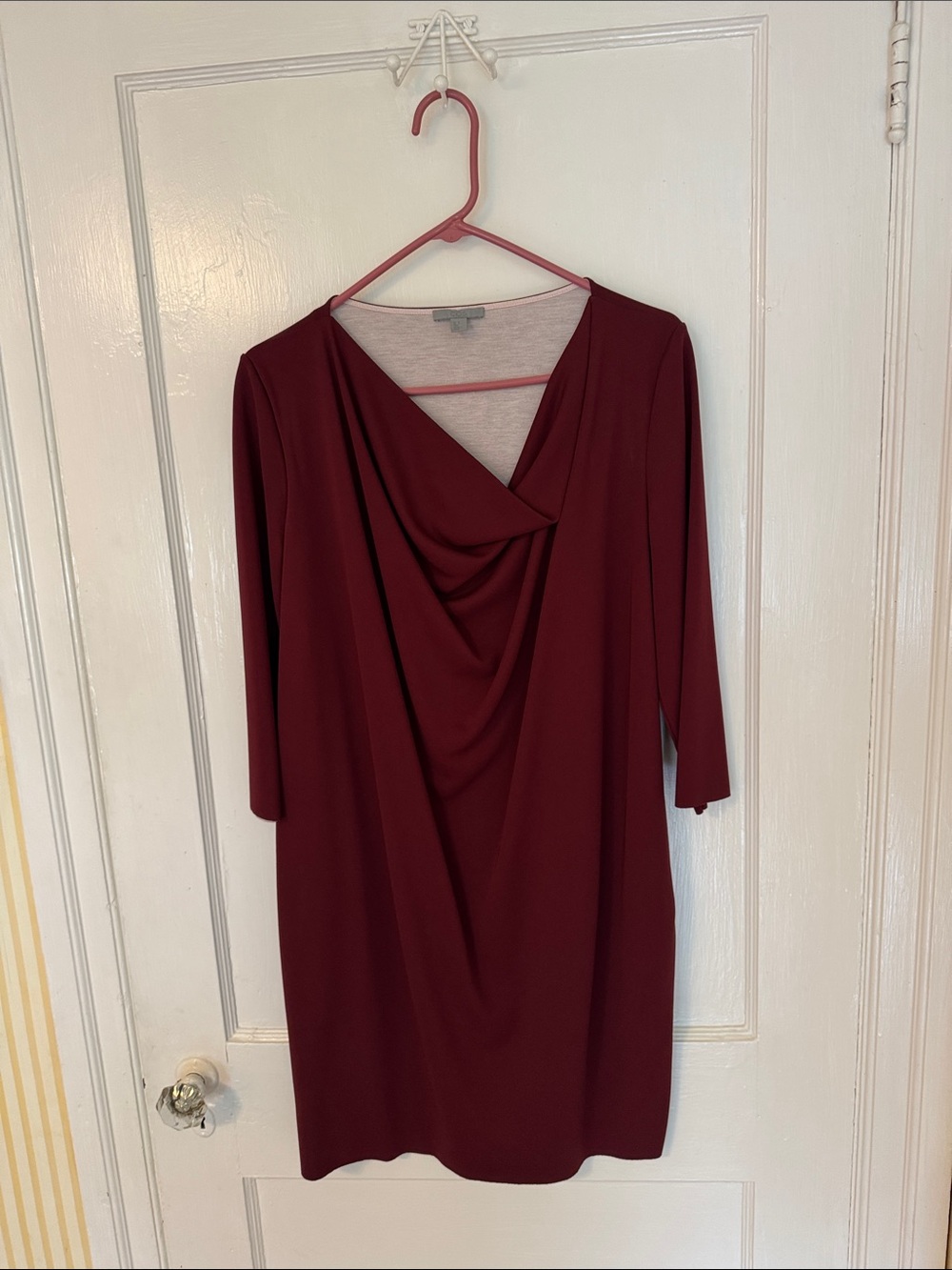 COS Burgundy Draped V-Neck Midi Dress